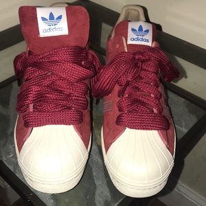 Burgundy adidas suede